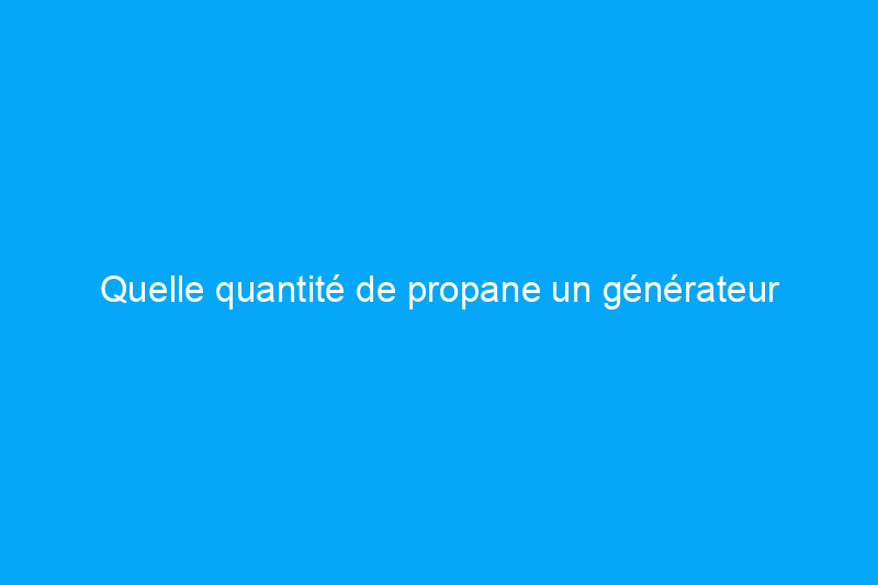 Quelle quantité de propane un générateur consomme-t-il ?