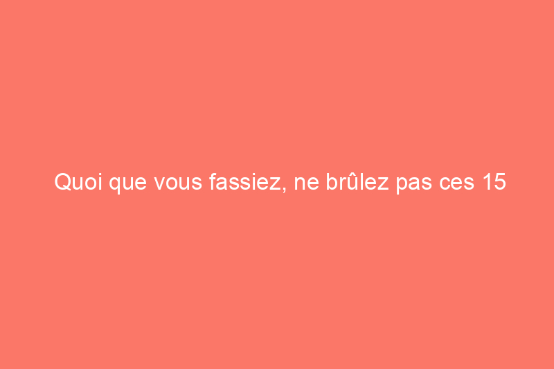 Quoi que vous fassiez, ne brûlez pas ces 15 choses dans votre cheminée