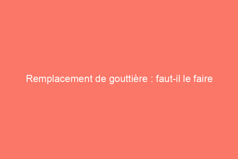 Remplacement de gouttière : faut-il le faire soi-même ou faire appel à un professionnel ?