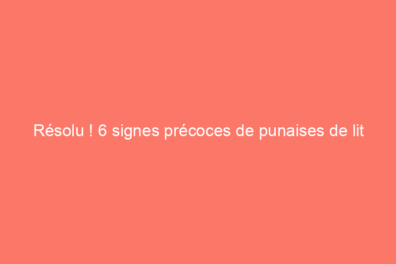 Résolu ! 6 signes précoces de punaises de lit à ne jamais ignorer