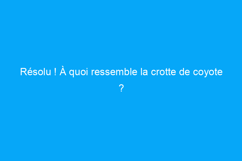 Résolu ! À quoi ressemble la crotte de coyote ?