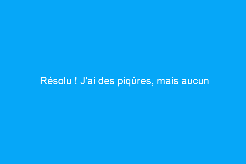 Résolu ! J'ai des piqûres, mais aucun signe d'insectes chez moi. Que se passe-t-il ?