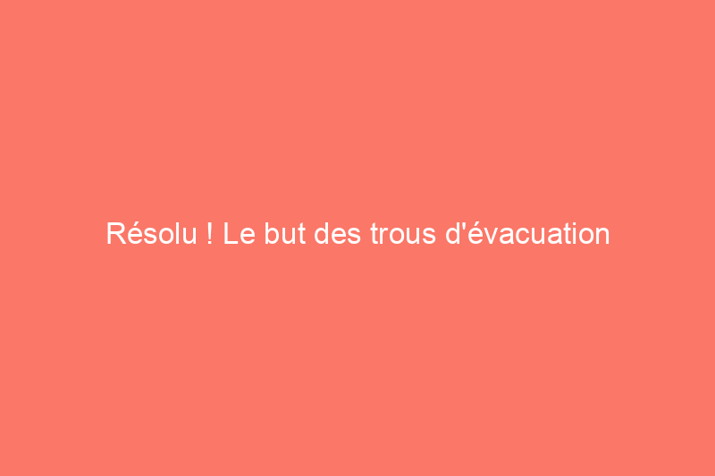 Résolu ! Le but des trous d'évacuation dans la brique