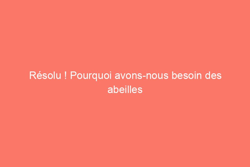 Résolu ! Pourquoi avons-nous besoin des abeilles ?