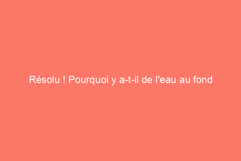 Résolu ! Pourquoi y a-t-il de l'eau au fond de mon lave-vaisselle lorsqu'il n'est pas utilisé ?