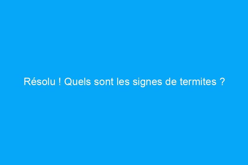 Résolu ! Quels sont les signes de termites ?