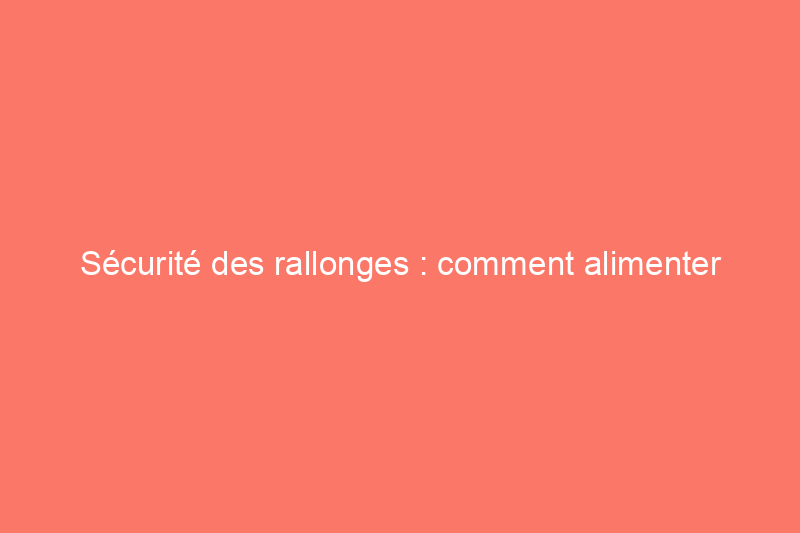 Sécurité des rallonges : comment alimenter correctement les appareils à l'écart des prises 