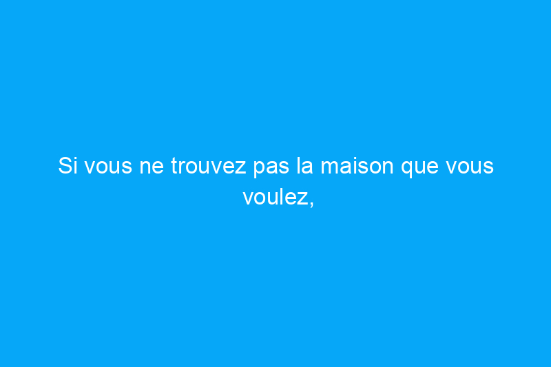 Si vous ne trouvez pas la maison que vous voulez, devriez-vous simplement la construire ?