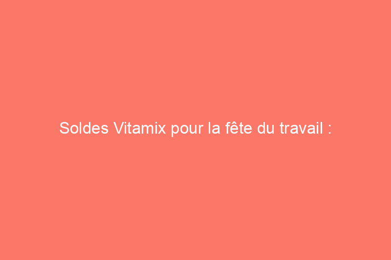 Soldes Vitamix pour la fête du travail : économisez jusqu'à 50% sur les modèles les plus vendus