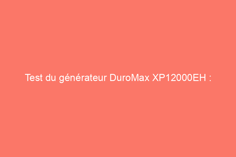 Test du générateur DuroMax XP12000EH : puissance à un prix abordable