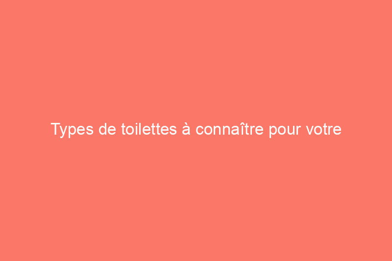 Types de toilettes à connaître pour votre prochaine rénovation de salle de bain