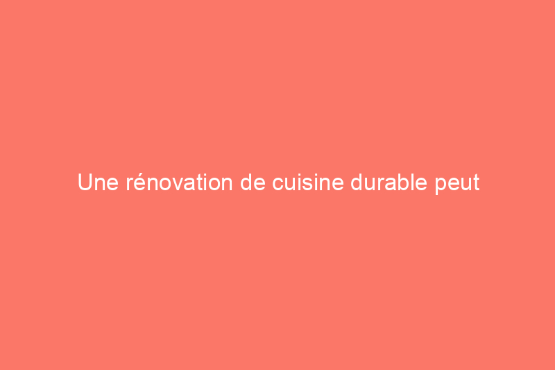 Une rénovation de cuisine durable peut réellement vous faire économiser de l'argent : voici comment