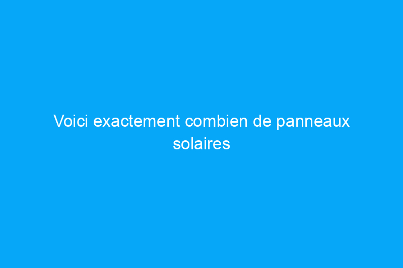 Voici exactement combien de panneaux solaires acheter pour alimenter une maison