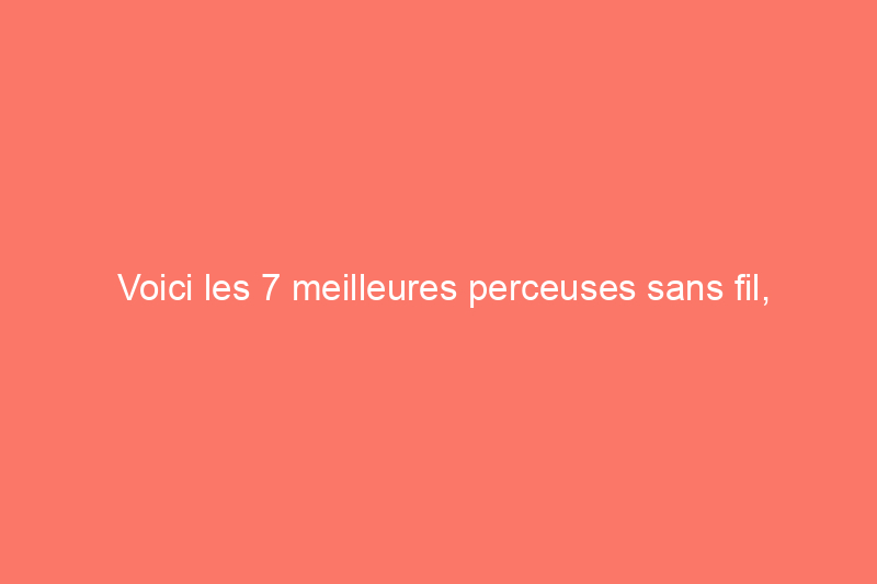 Voici les 7 meilleures perceuses sans fil, basées sur des semaines de tests