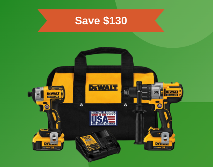 Kit combo Dewalt sur fond vert