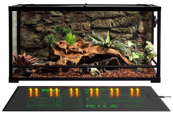 Un tapis chauffant pour plantules devant un aquarium