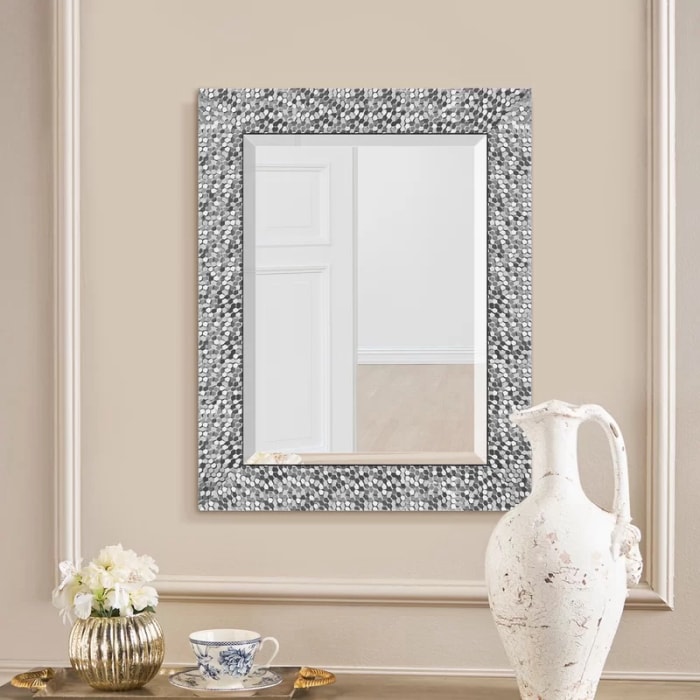 cadre de miroir miroir mosaïque carreaux gris