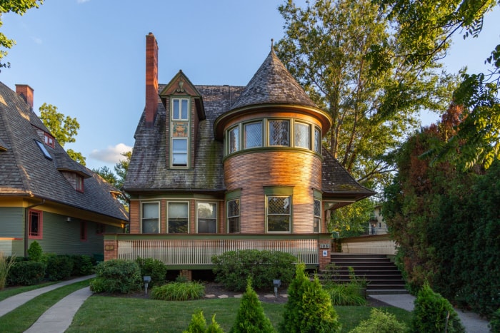 Chicago, États-Unis – 29 août 2019 : Une maison conçue par le célèbre architecte Frank Lloyd Wright à Oak Park, Chicago, Illinois.