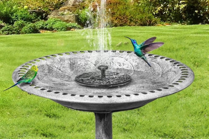 Des trouvailles économiques pour votre jardin et votre patio Bain d'oiseaux et fontaine à énergie solaire 