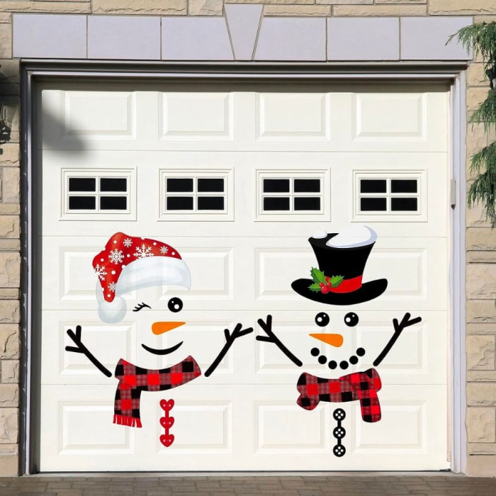 La meilleure option de décoration de porte de garage de Noël : décorations de porte de garage magnétiques en forme de bonhommes de neige Ferracycle 25 pièces 