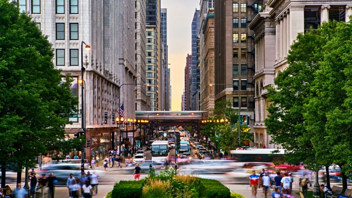 Vue de la rue de Chicago