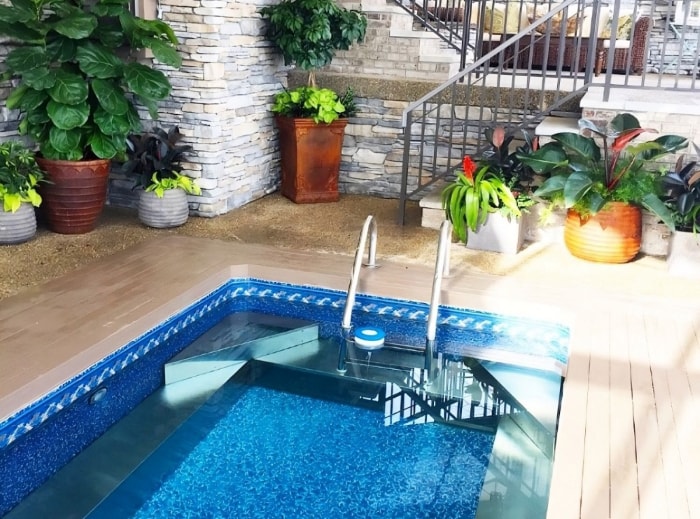 Piscine dans le patio arrière.