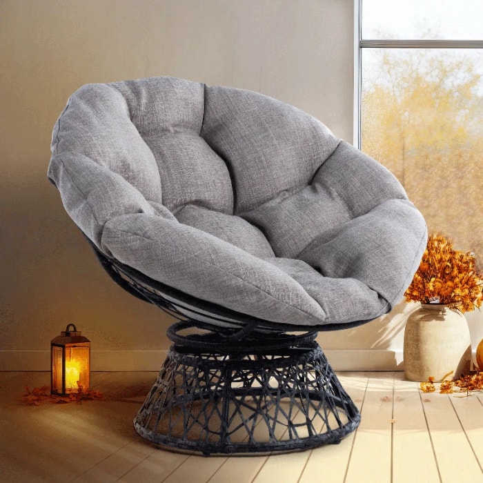 Chaise pivotante en osier Papasan Lairey de Bayou Breeze