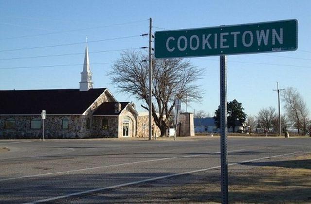 panneau pour cookietown dans une petite ville de l'oklahoma