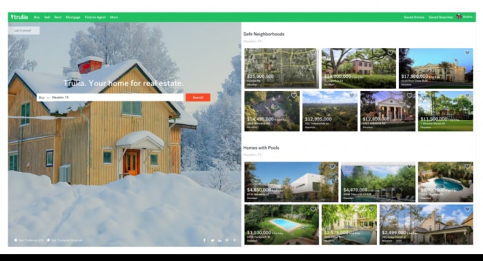 Interface de recherche Trulia