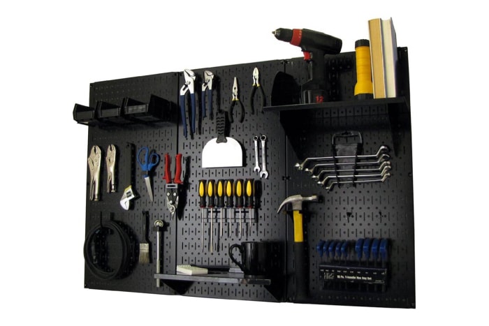 Les meilleurs organisateurs pour un garage encombré Option Kit de rangement d'outils standard en panneau perforé en métal