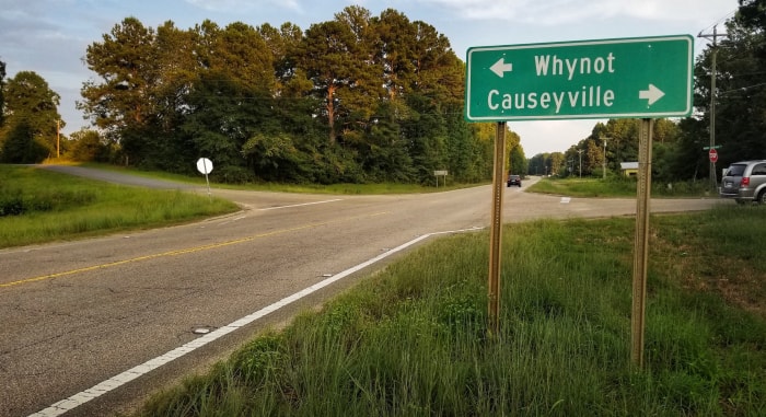 panneau de signalisation pour whynot mississippi