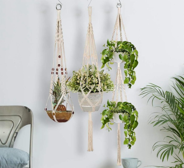 Meilleures jardinières pour petits balcons Option Growneer 5 paquets de suspensions de plantes en macramé