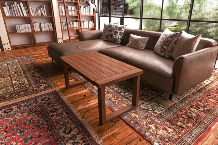 Table de ferme en bois.