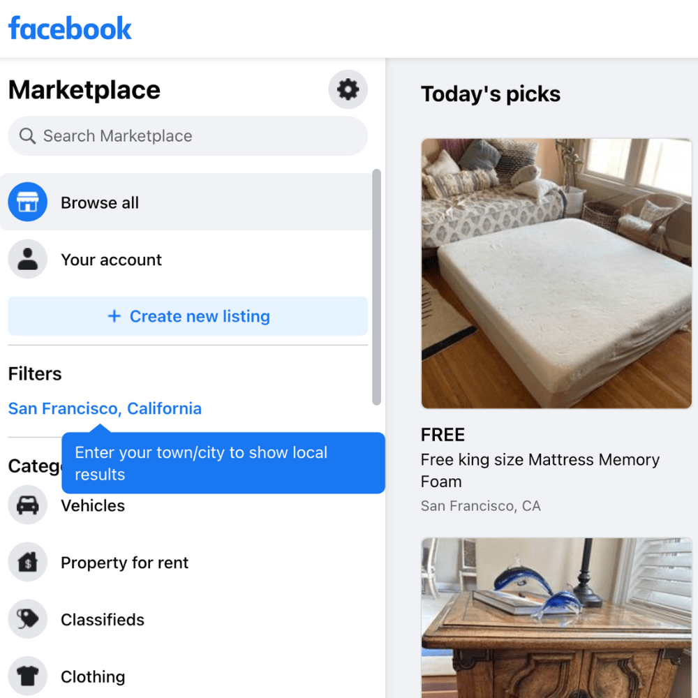 Le meilleur endroit pour acheter des meubles d'occasion : Facebook Marketplace