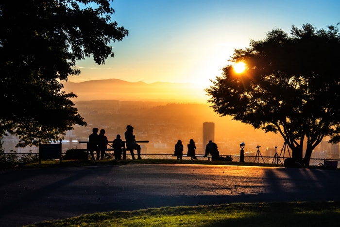 coucher de soleil à portland oregon