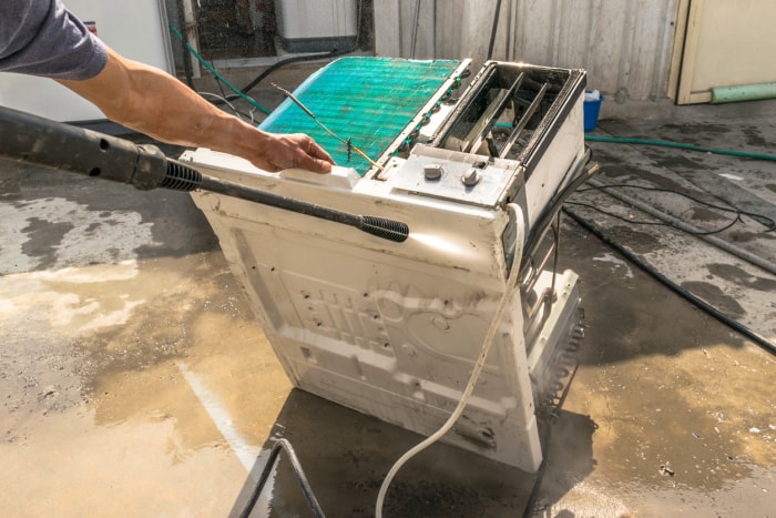 gros plan du climatiseur à lavage sous pression