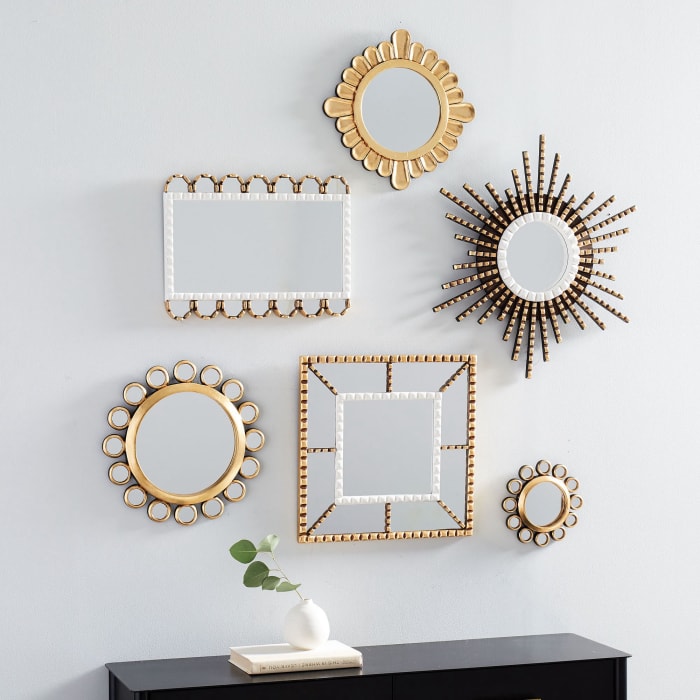 Idées de décoration murale West Elm open-box-peruvian-wall-mirrors-white-gold-xl