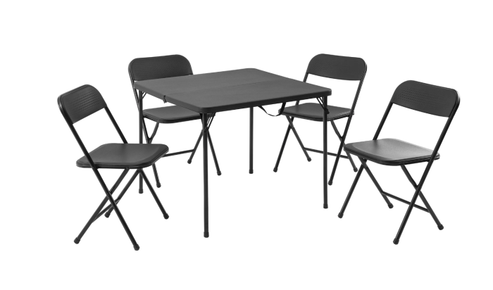 Mainstays 5 Piece Resin Card Folding Table and Four Folding Chairs Set (Ensemble de table et de chaises pliantes en résine)