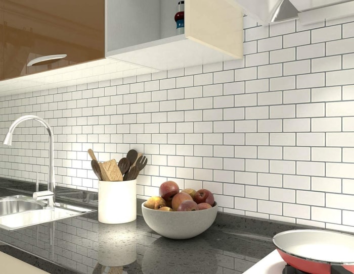 idées de décoration d'appartement - carrelage de cuisine blanc