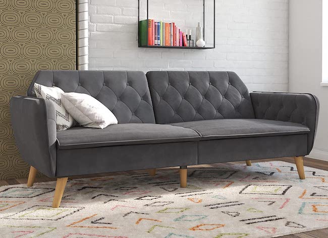 Futon en mousse à mémoire de forme Novogratz Tallulah en gris