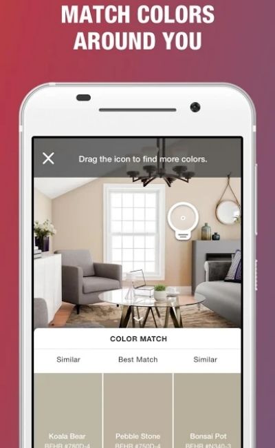 L'option de l'application de couleur de peinture : Project Color de Home Depot