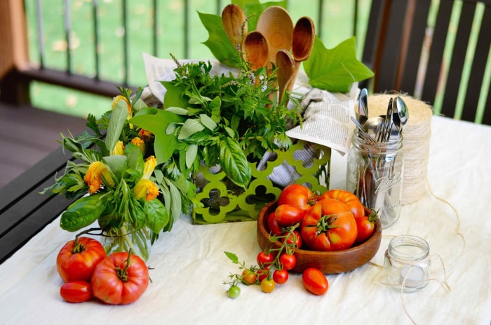 Centre de table à base de légumes