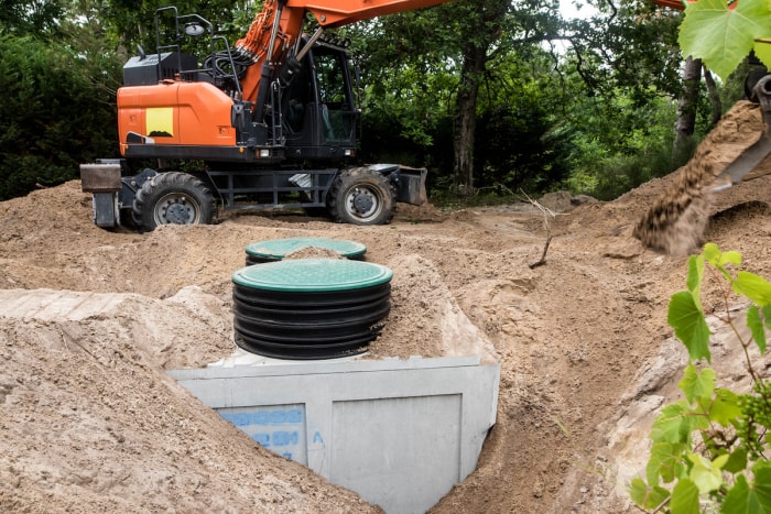 installation d'une fosse septique après un test perc