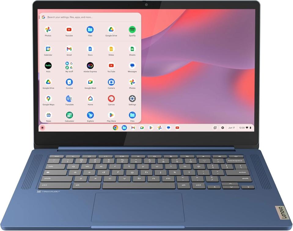 Lenovo IdeaPad Slim 3 Chromebook open on a white background