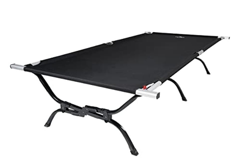 Teton Sports Outfitter XXL Camping Cot in black with a white background