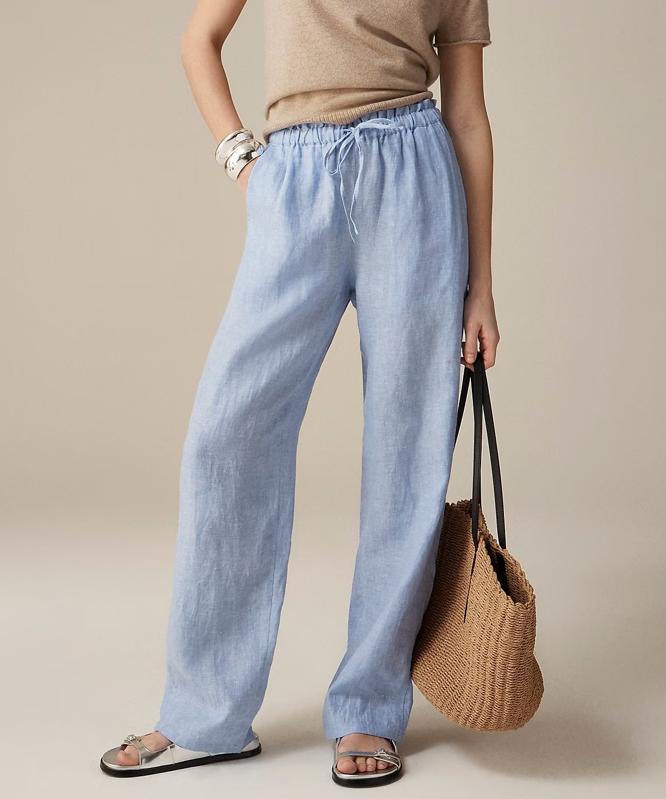 J.Crew Soleil Linen Pant on a female figure