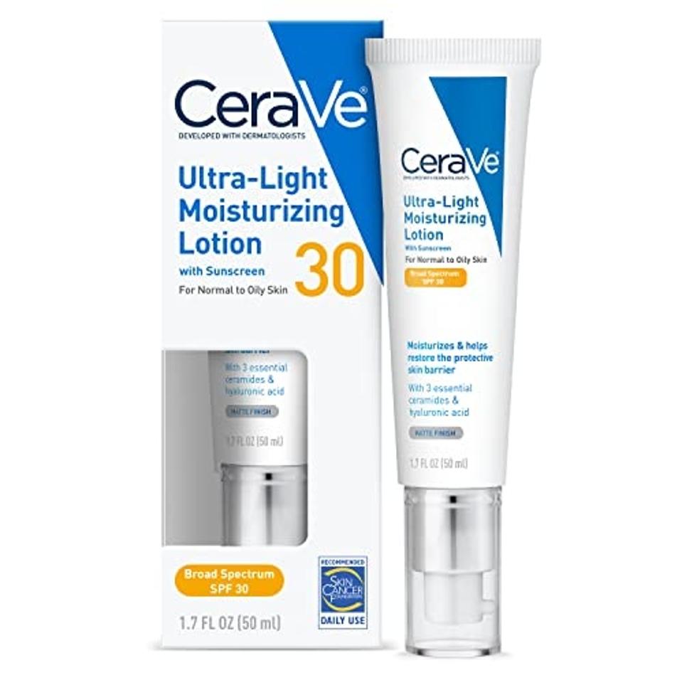 CeraVe Ultra-Light Moisturizing Lotion With SPF 30 on white background.