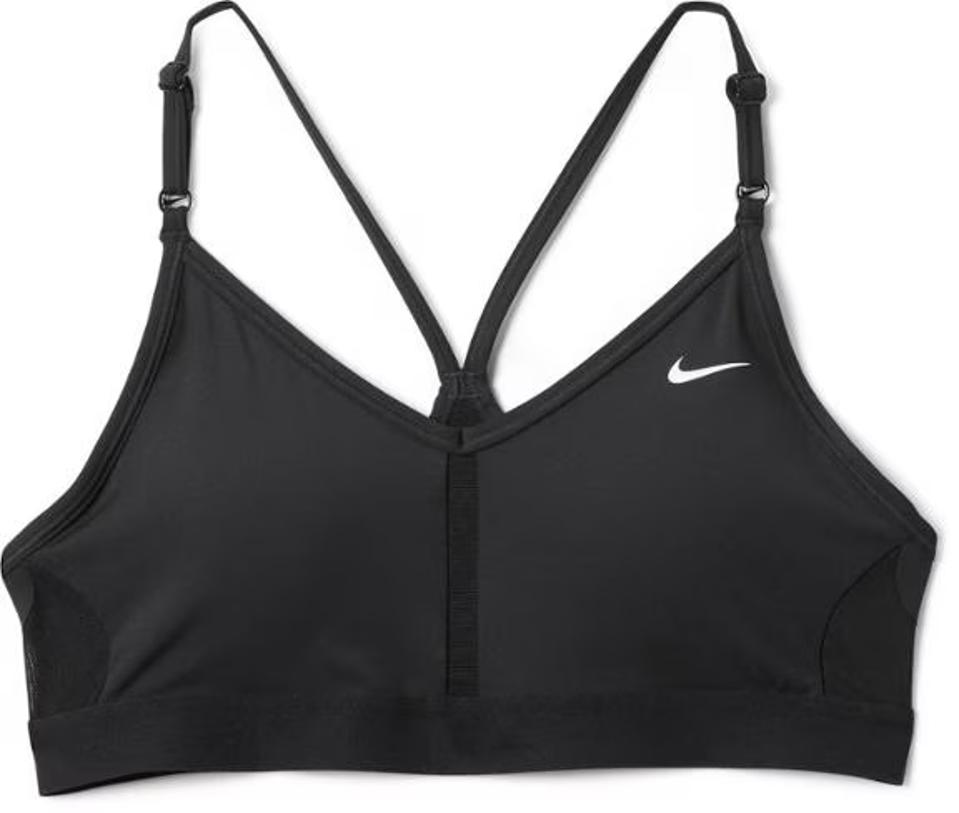 Product shot of a black Nike Indy V-Neck Bra.