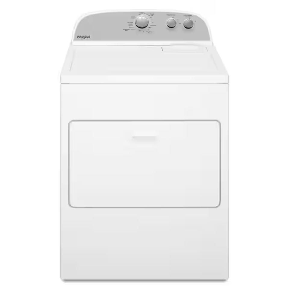 Whirlpool's 7 Cu. Ft. Electric Dryer against a white background. 