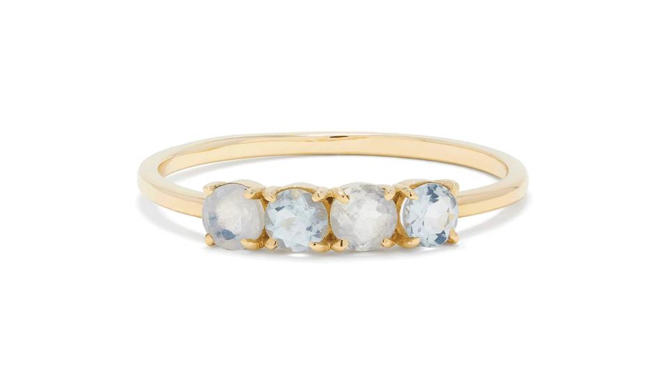 Best Mother’s Day Jewelry Gifts: Stone and Strand Moonstone Aquamarine Mama Ring